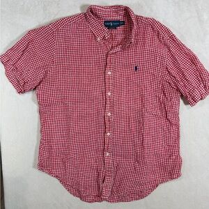 Polo Ralph Lauren Size XL 100% Linen Red Checkered Men's Shirt